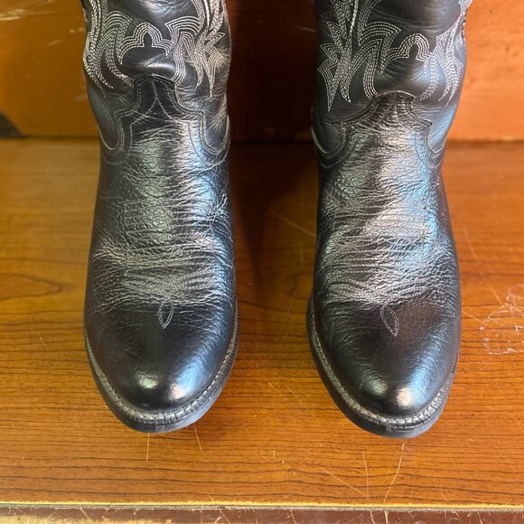 COWTOWN Men's Size 10.5 EE Black Bullhide Leather Rodeo Cowboy Boots W-906 - Picture 10 of 10
